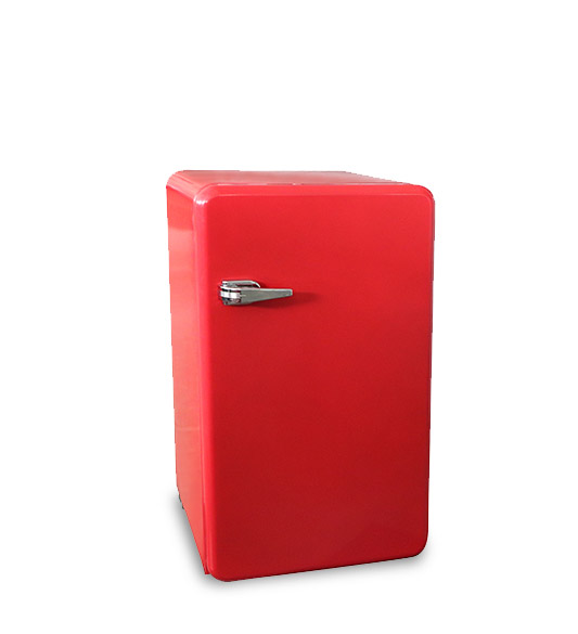 Red Stainless Steel Refrigerator With Fruit Box